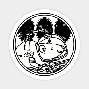 Space Rat in Spaceship Sci Fi Line Drawing Magnet